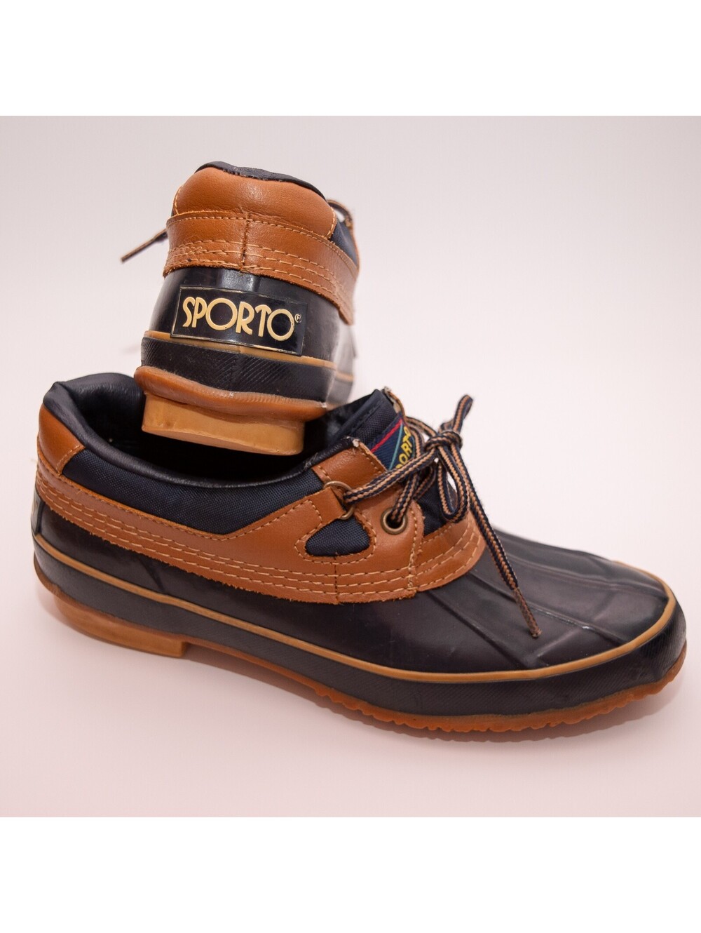 Sporto Duck Boots Leather Rubber Waterproof 90s Vintage Preppy Womens 9